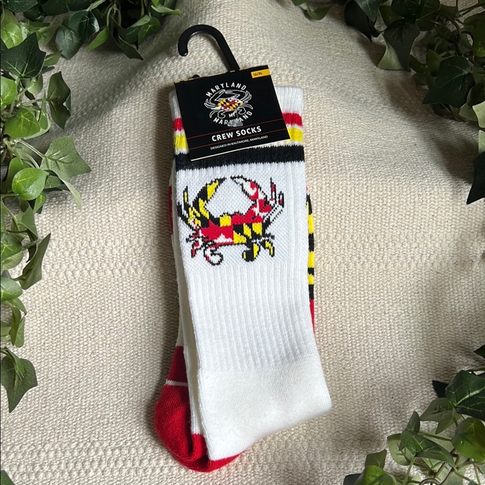 🔥Maryland Flag Crew Socks - White, Red, Yellow, Black